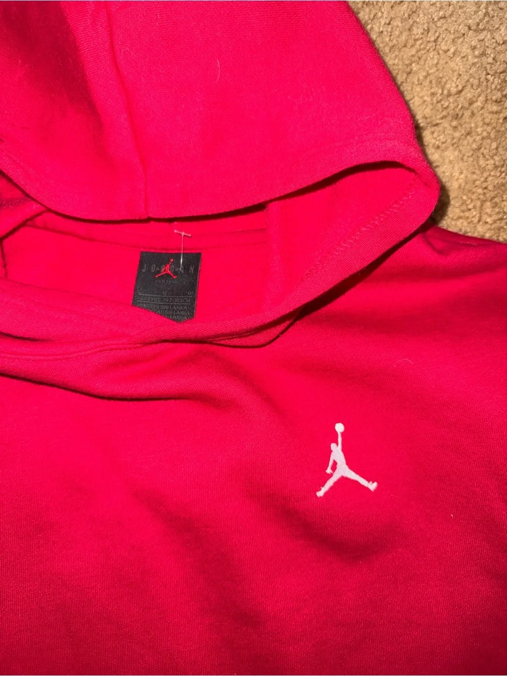 Jordan Bright Red Hooded Pullover Sweatshirt